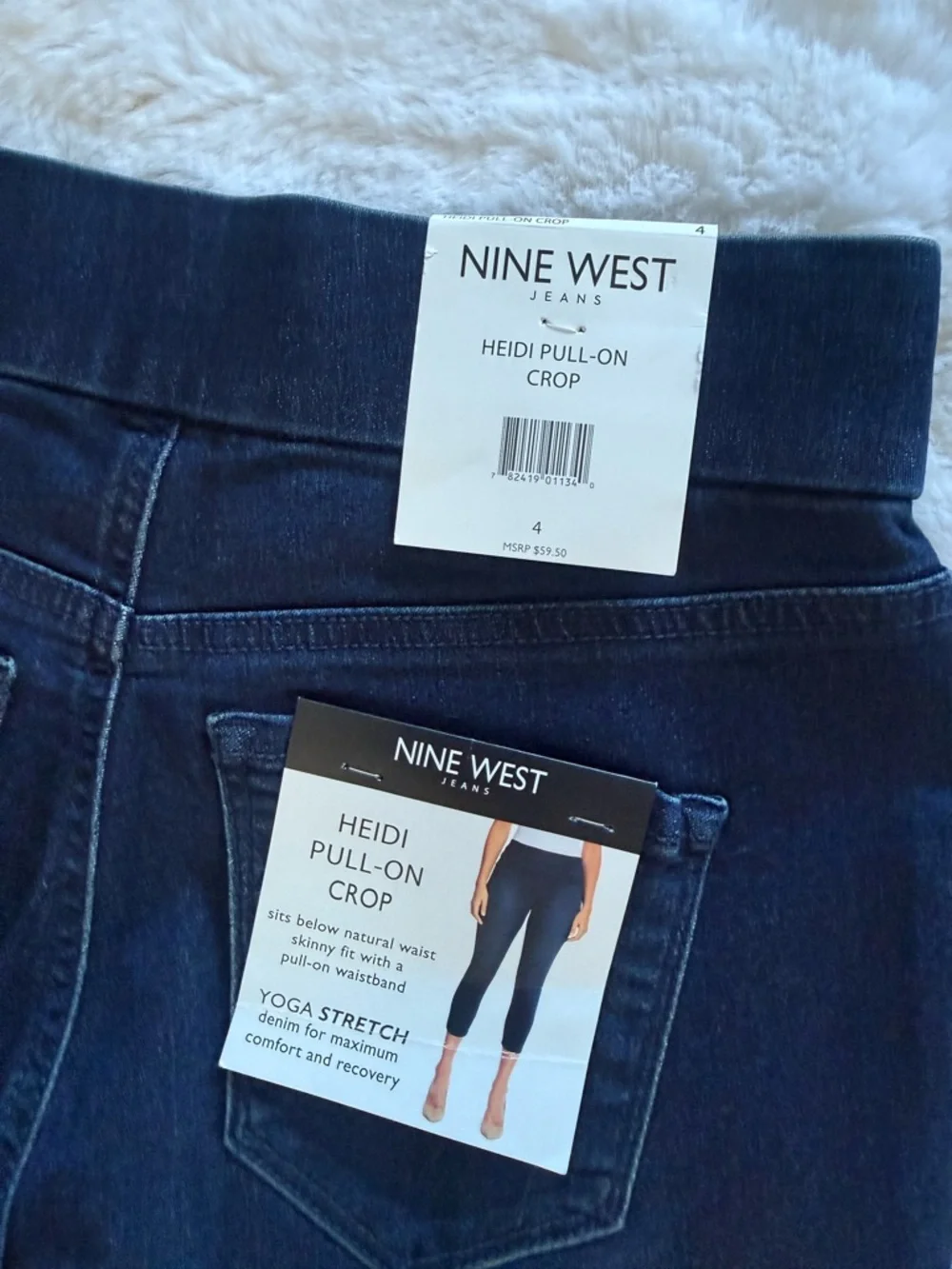 NWT Nine West Heidi Cropped Pull-On Jeans - Dark Blue